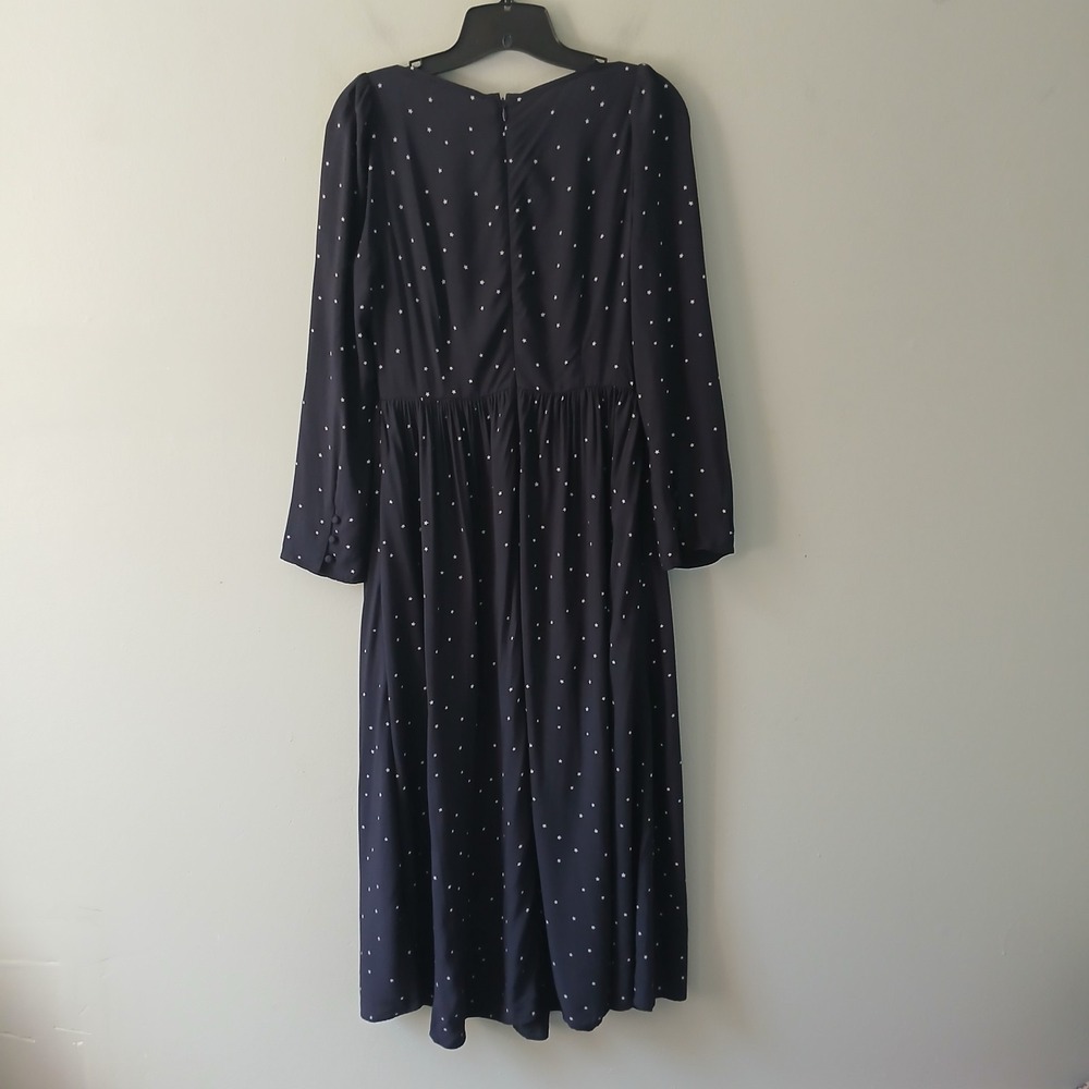 Madewell Women's Size 0 Alicia Long Sleeve Midi Dress in Night Stars Navy Pocket - Picture 10 of 16